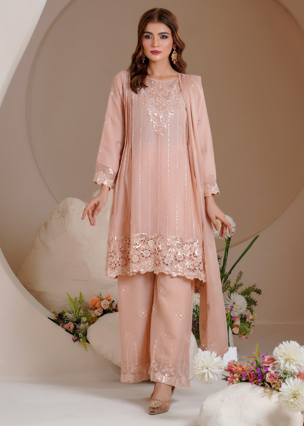 Rangoon Clothing Maheen Peach Women 3pcs