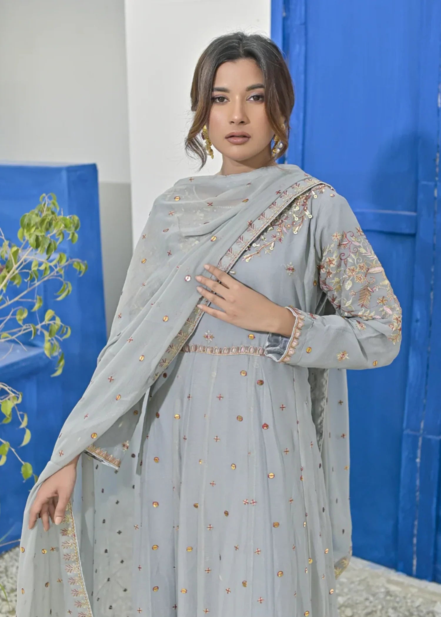 Qasim Anwer By Chandni Bridals NAZAKAT (GREY) Women 3pcs