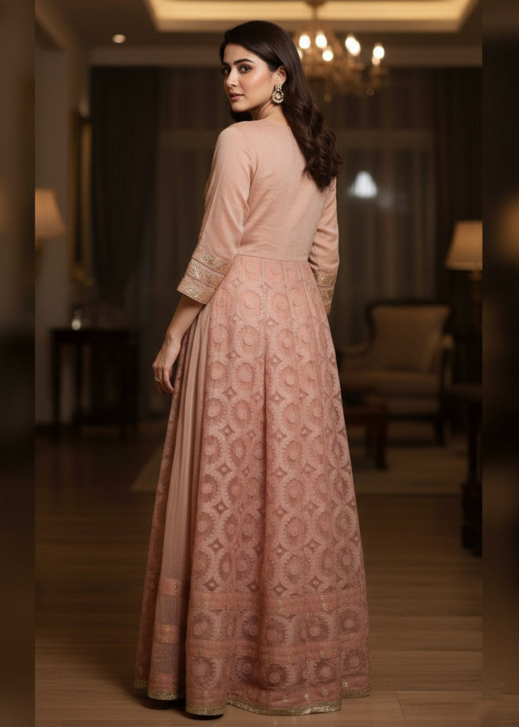 Diara Couture JHOOMAR US 479 PEACH Women 3pcs