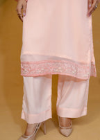 Pretbee Peach Embroidered chiffon Women 3pcs