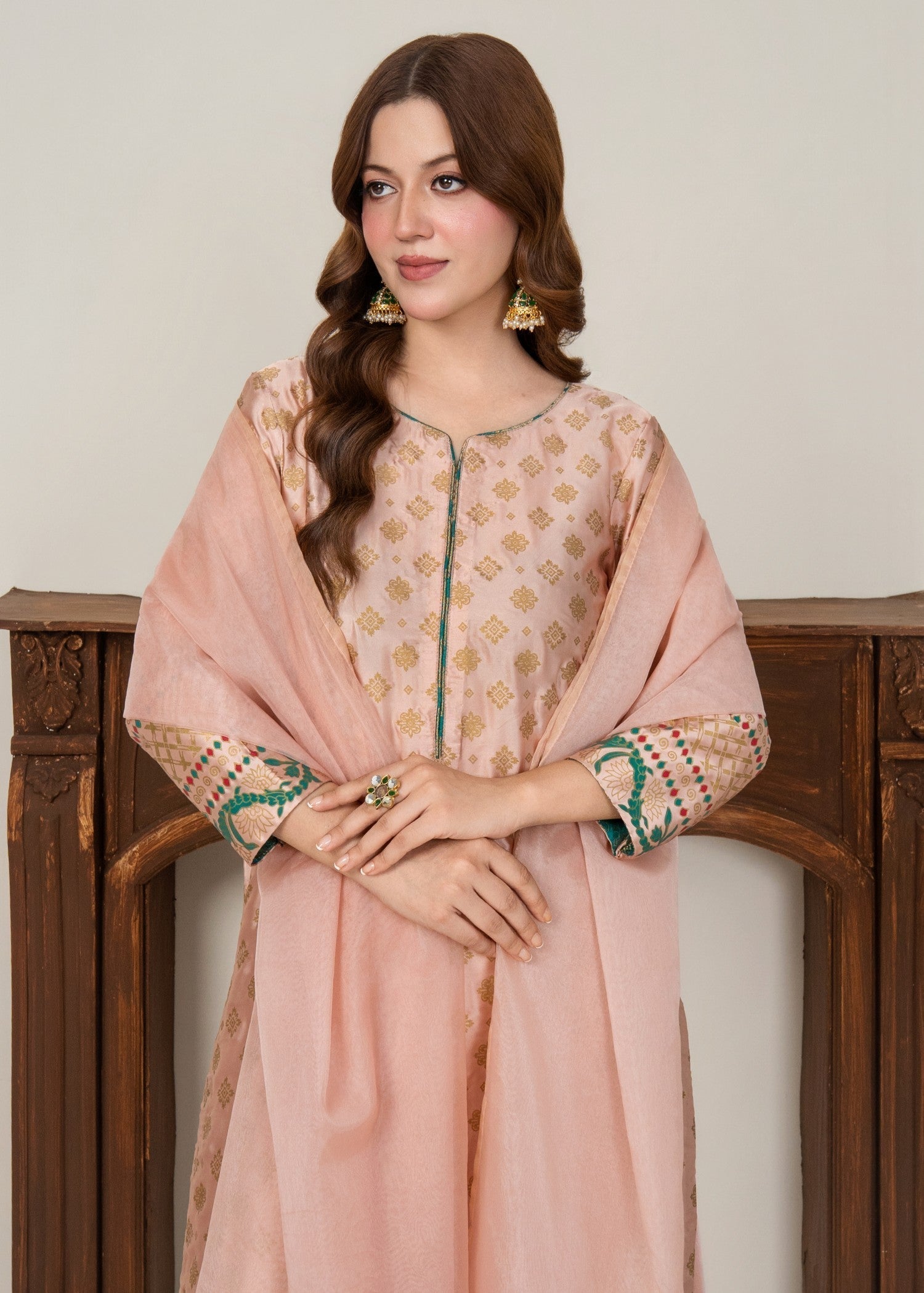 Ray Online Store Royal Pink Gold Block Print Women 3pcs