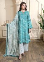 Jazayn Dark Cyan Digital Printed Suit (CL 8A25) Women 3pcs