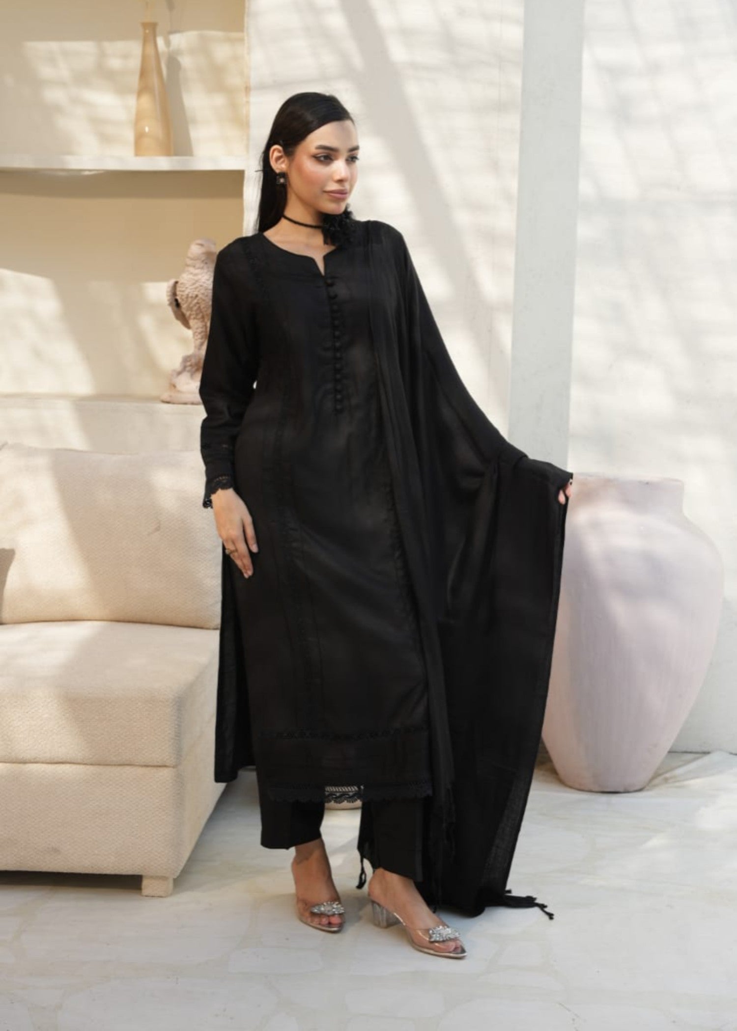 Designer Rack plain designer stitch black Women 3pcs