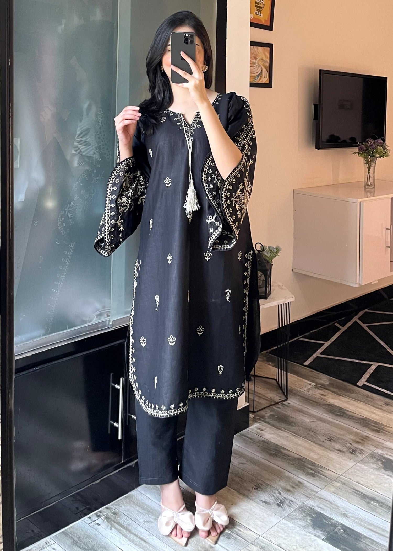 Tehzeeb Libas ZUNAIRA BLACK Women 2pcs
