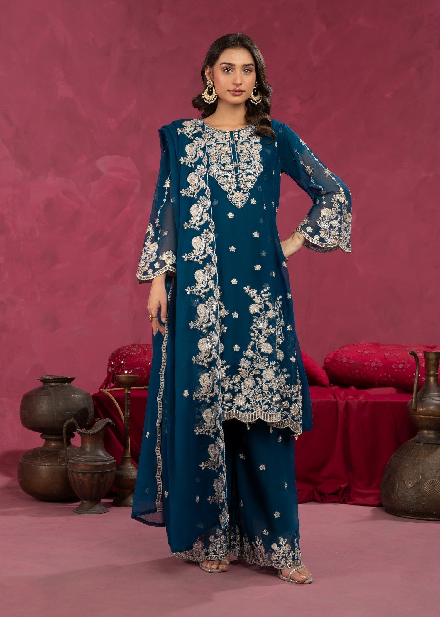 Four Season Boutique ZEBA FROK TEAL BLUE Women 3pcs