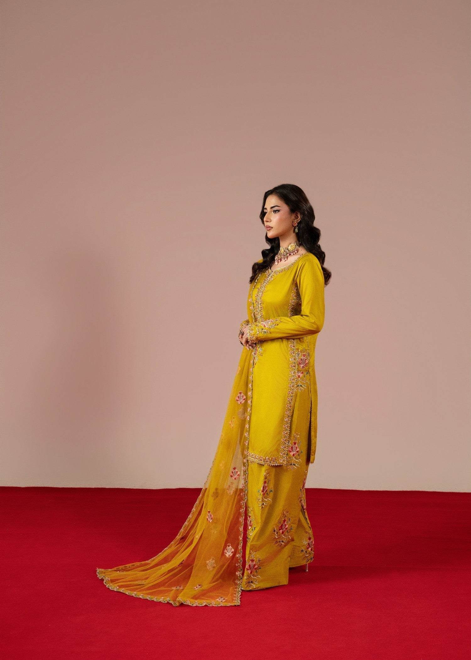 Maira Fashion Mustard Farshi Shalwar Women 3pcs