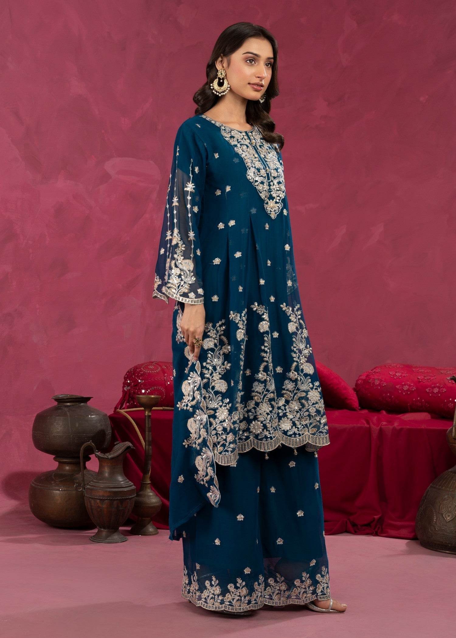 Four Season Boutique ZEBA FROK TEAL BLUE Women 3pcs