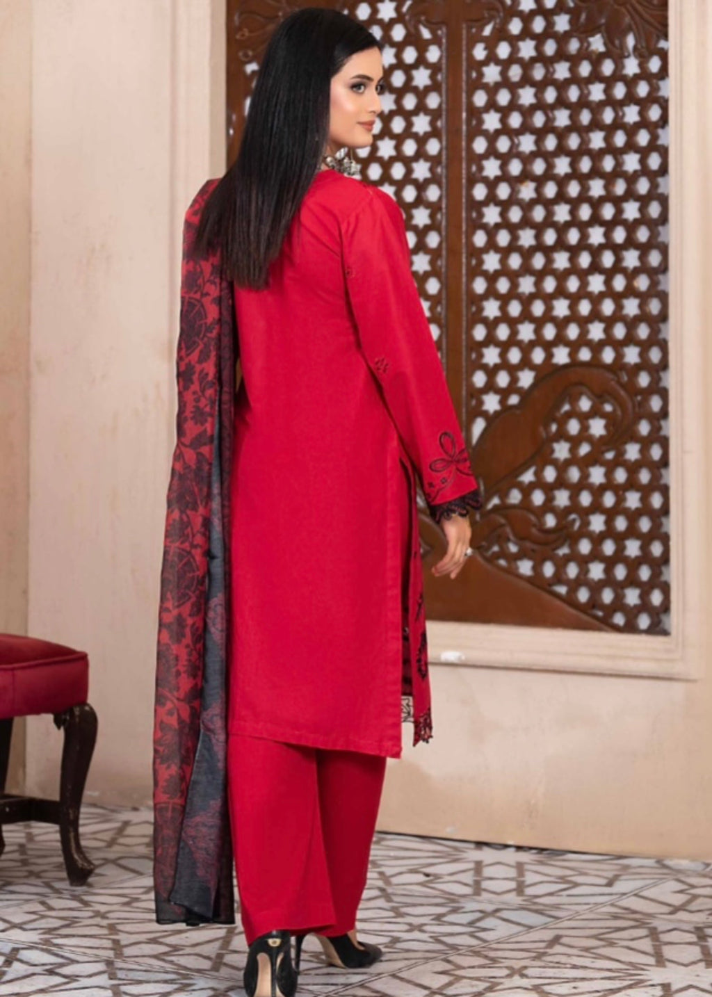 Suits By Sadia Red & black hot charm Women 3pcs