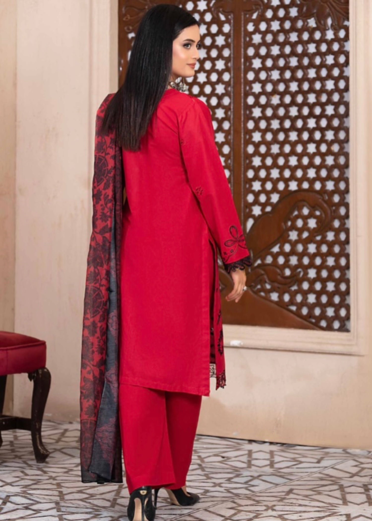 Suits By Sadia Red & black hot charm Women 3pcs