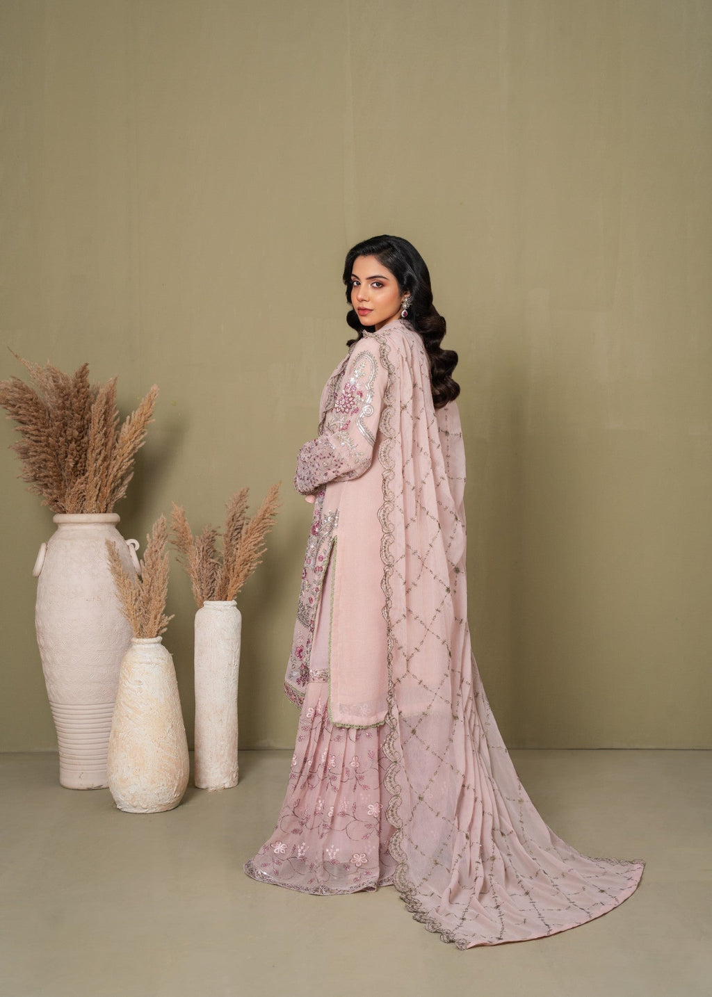 Pehnawa Fashion Dilnoor Pink chiffon Women 3pcs