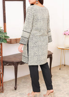 Green Block print Kurti Stitched black and white Women 1pcs