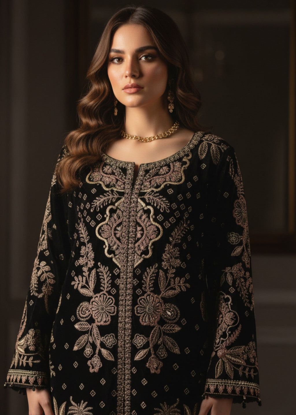 Pehnawa By Bin Akram’s Black Regalia | Embroidered Velvet Women 3pcs