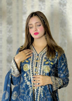 MMG Garments NOOR E CHASHAM| CHIFFON EMBROIDERED BACKTAIL FROCK MMG 825 Women 3pcs