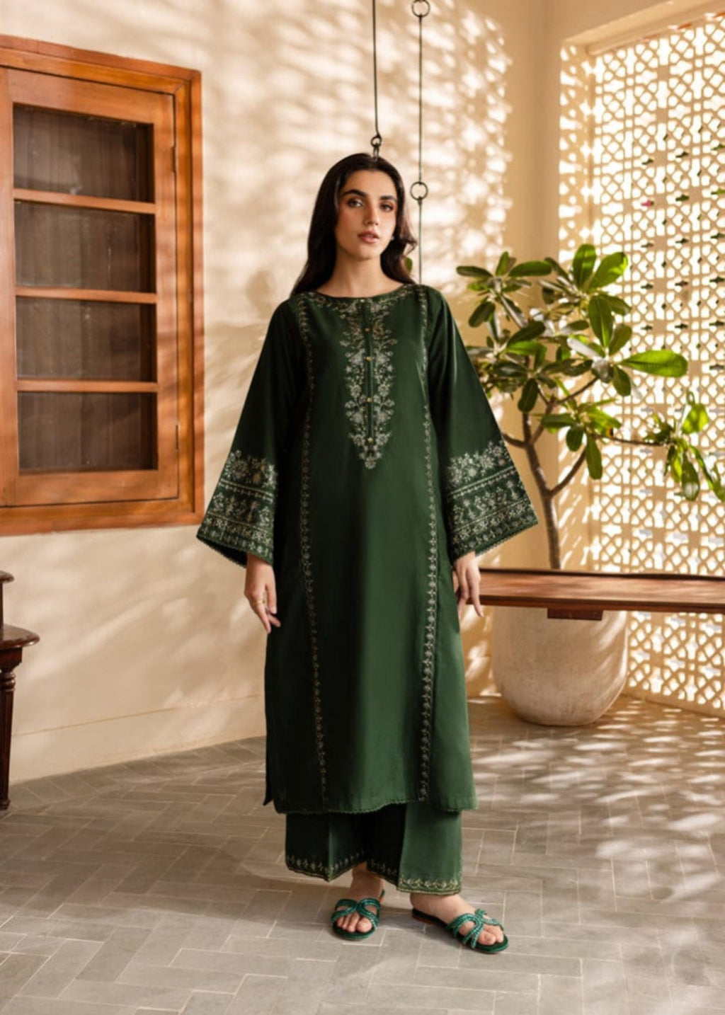 Shehroz Fashion OLIVE BLOOM LAWN EMBROIDERY SUIT Women 2pcs