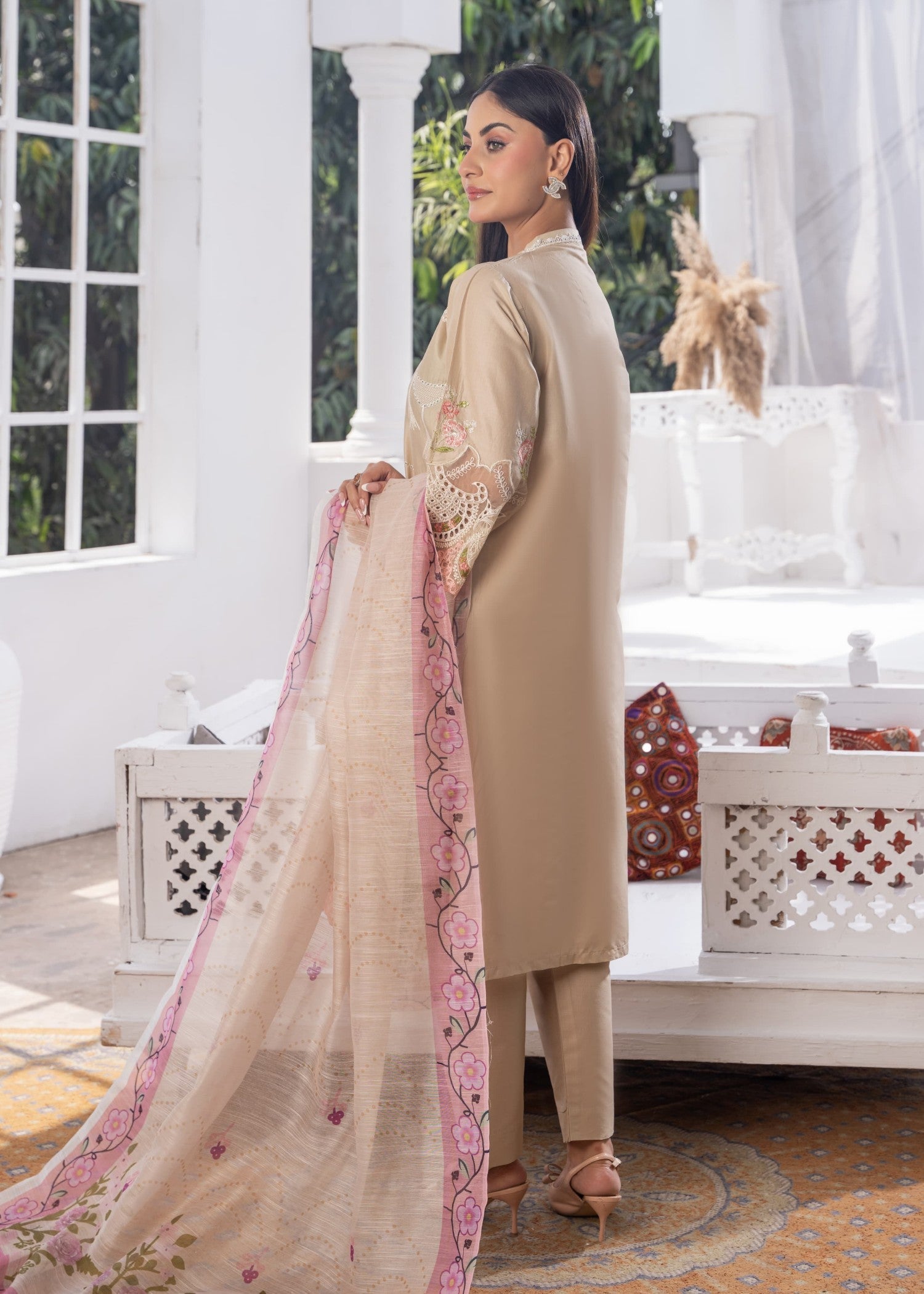 Sajfi Closet Luxury Cotton Stitched for Women | Beige Women 3pcs