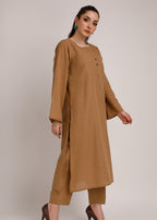 Peach Republic Pastel Brown Khaddar Suit Women 2pcs