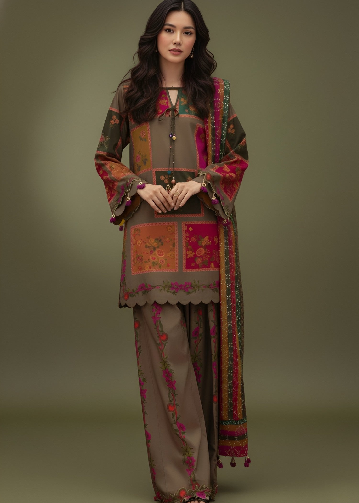 Fabric Garden Zeenat e Khaki Women 3pcs