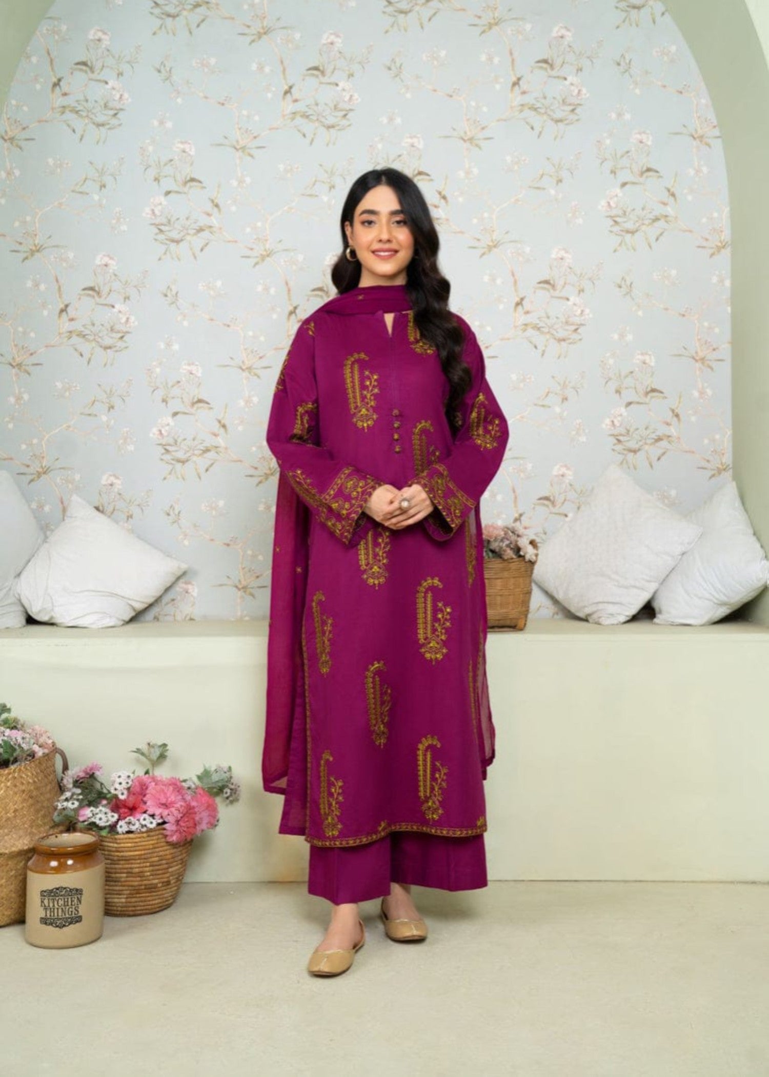 Shehroz Fashion AMBER BLOOM LAWN EMBROIDERY SUIT Women 2pcs