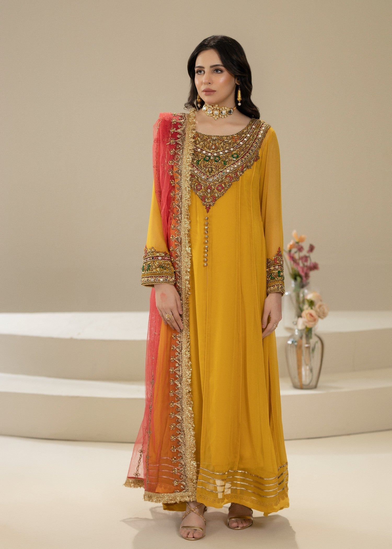 Khuda Baksh Creations Z 304 Mustard Women 4pcs