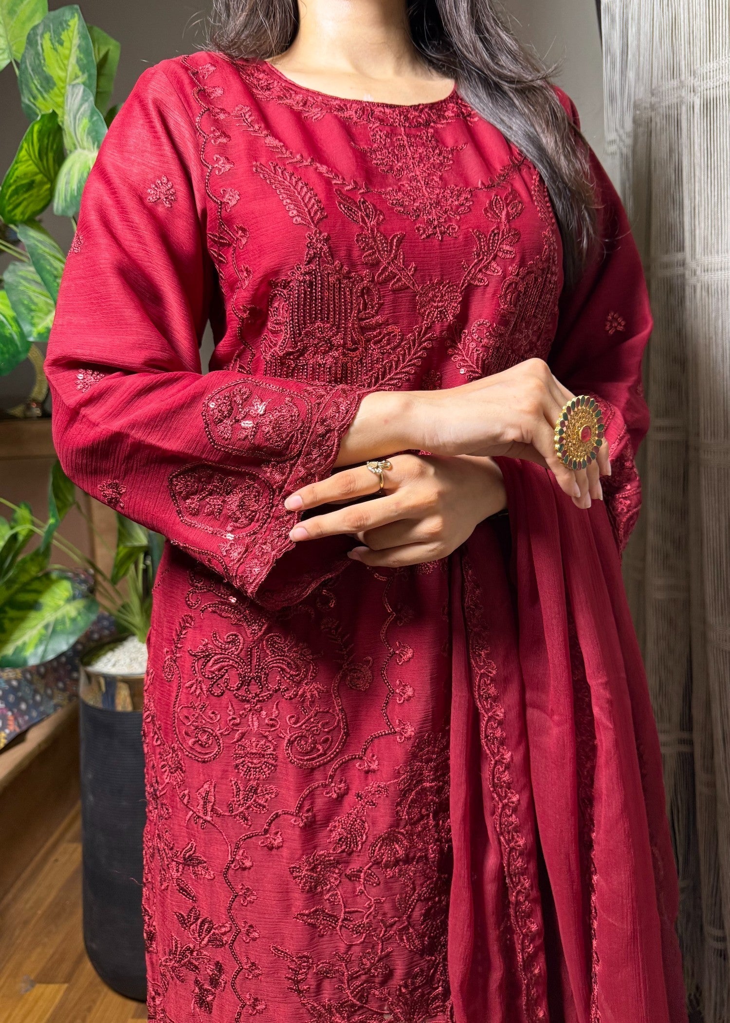 Four Season Boutique MOMAL CHIFFON MAROON Women 3pcs