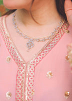 Akhrot Clothing Pink Flared Frock Women 3pcs