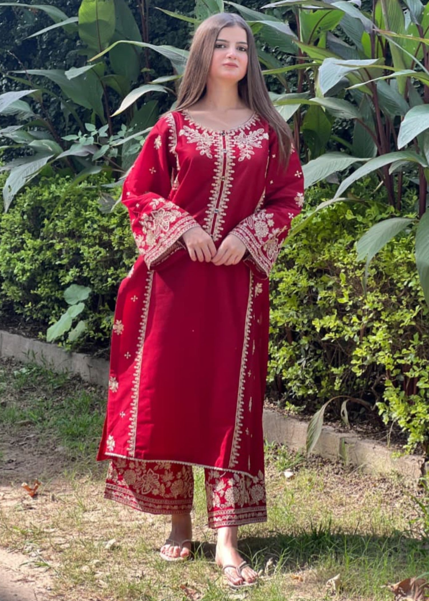 Tehzeeb Libas BERRY EMBROIDERED Women 2pcs