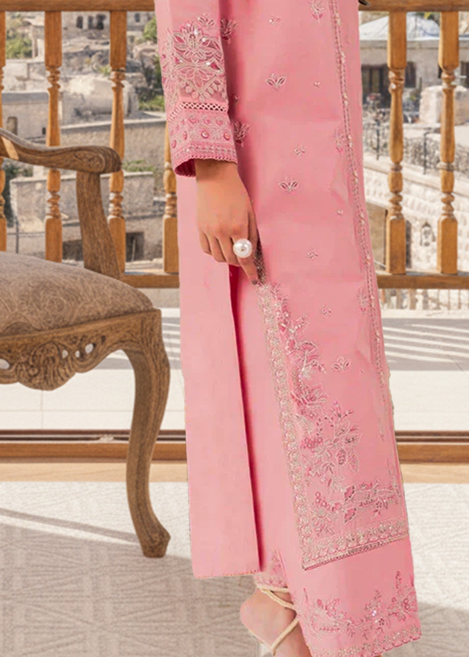 The Turkish Wear Dastak Embroireded Set Women 2pcs