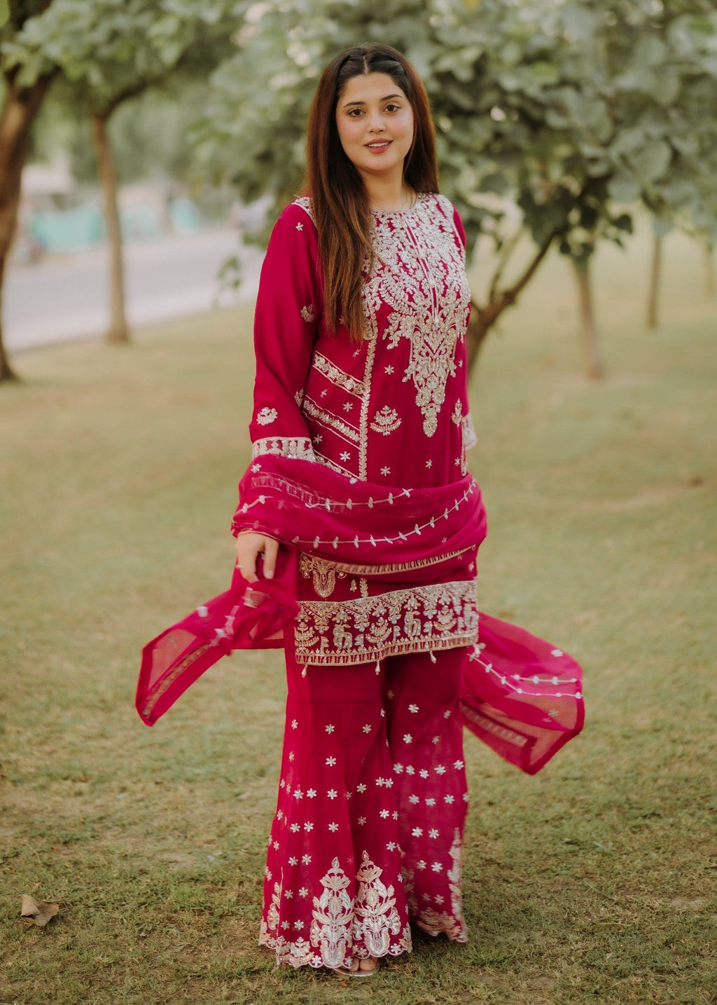 Four Season Boutique DIL NASHEEN HOTPINK Women 3pcs