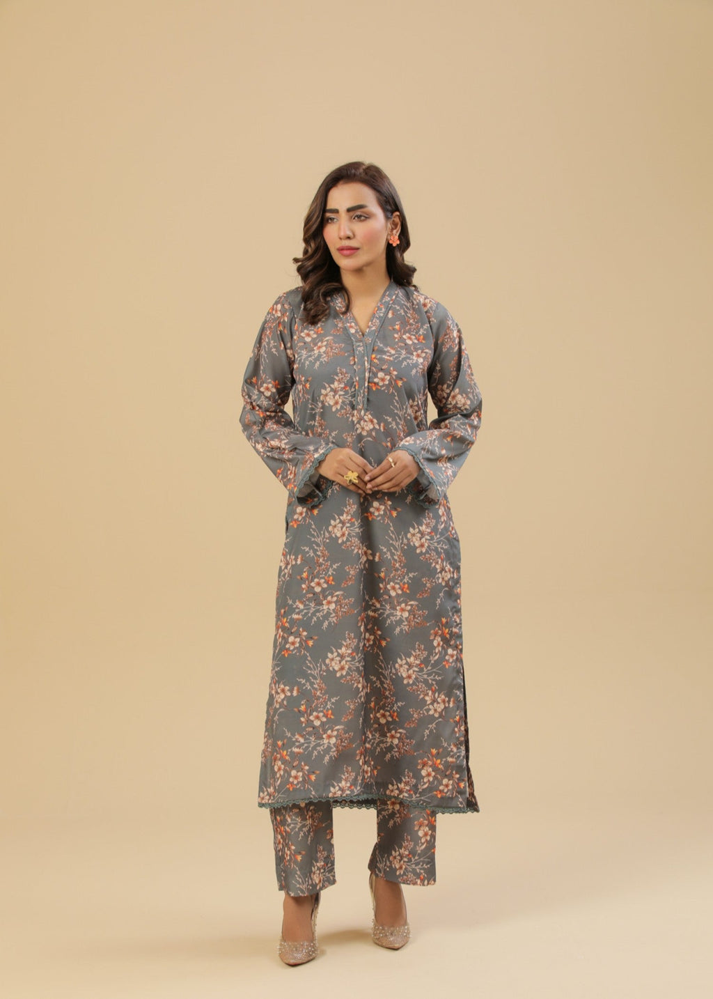 Zenyre Grey Lily Printed Set Women 2pcs