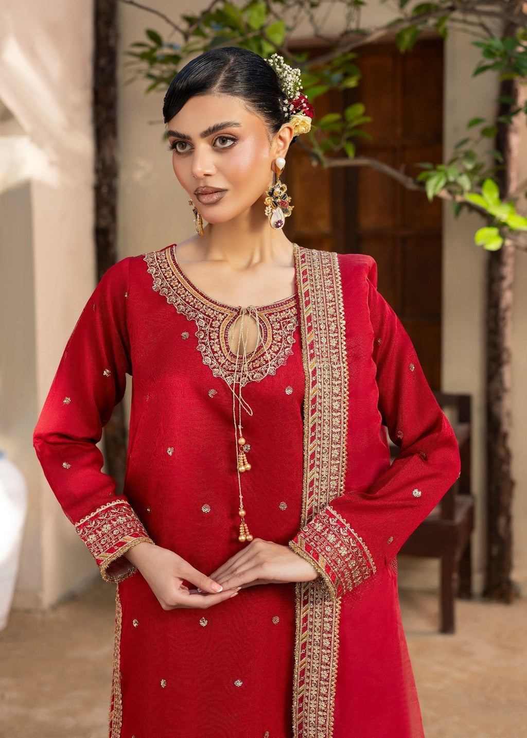 Diara Couture KANEEZ DF 46 RED Women 3pcs