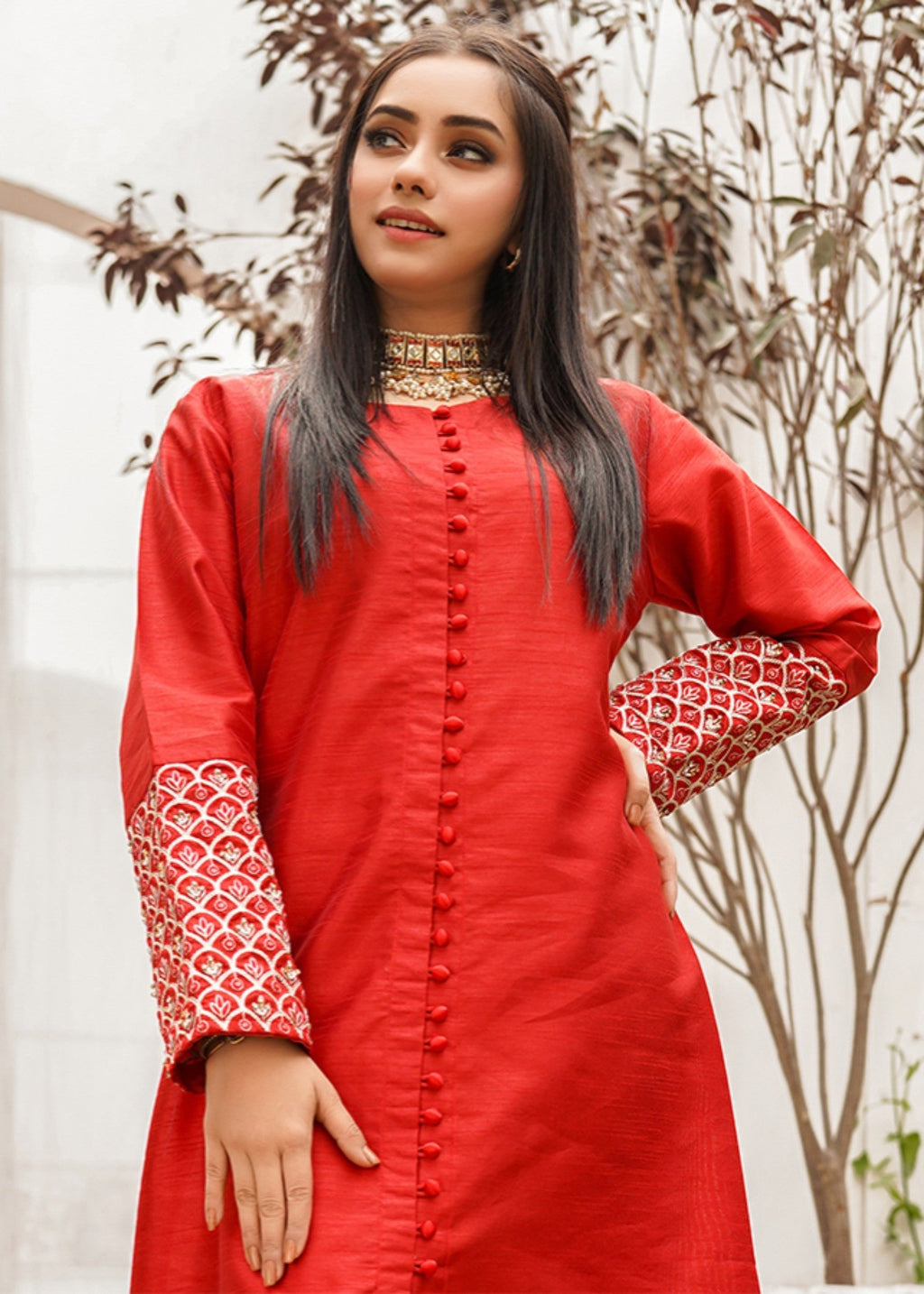 Insiya By Saira Jawad Kanwal Khan Ready to wear Cherry Red Women 2pcs
