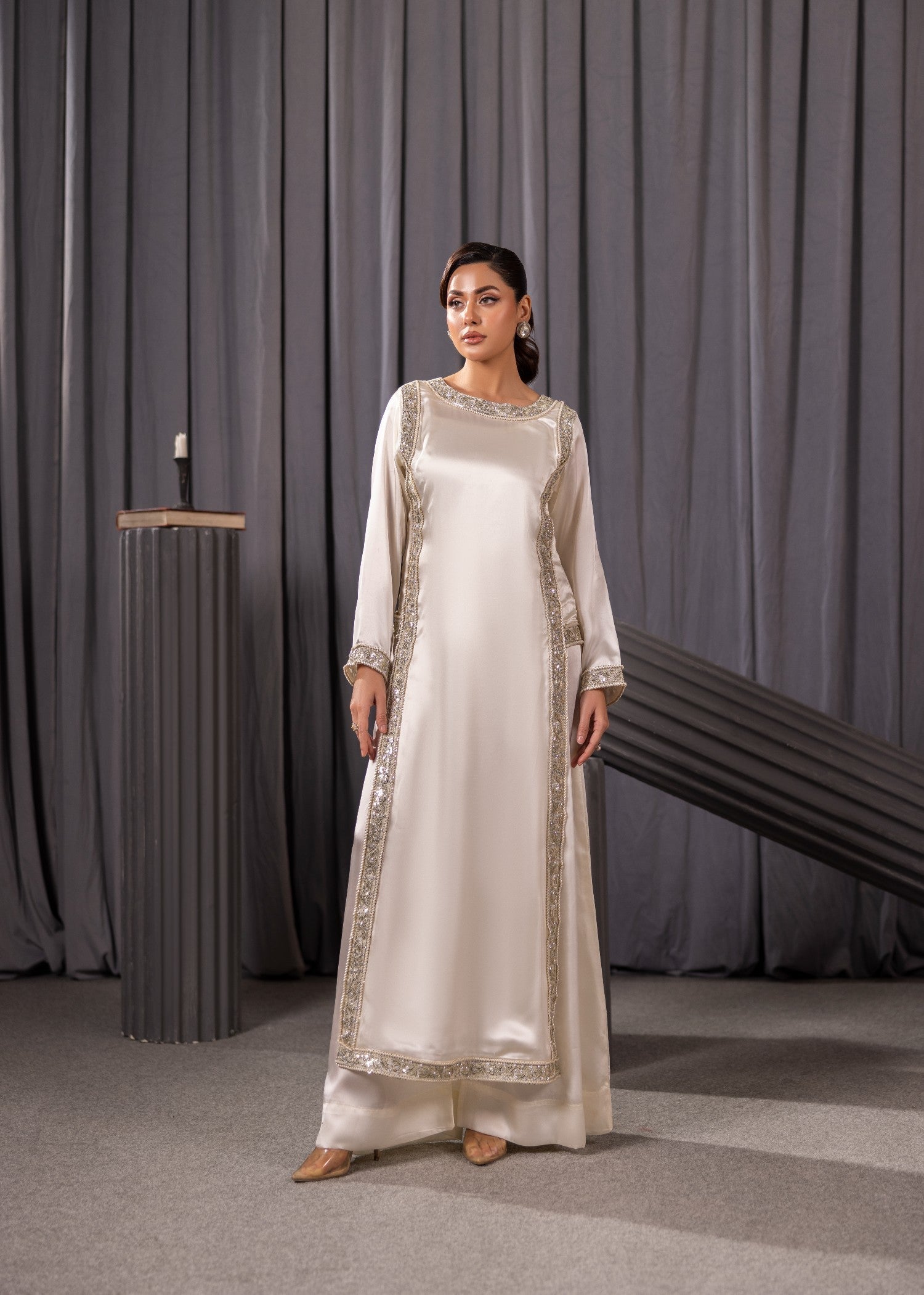 Alyssa OFFWHITE SILK SHUIT ALN02 Women 2pcs