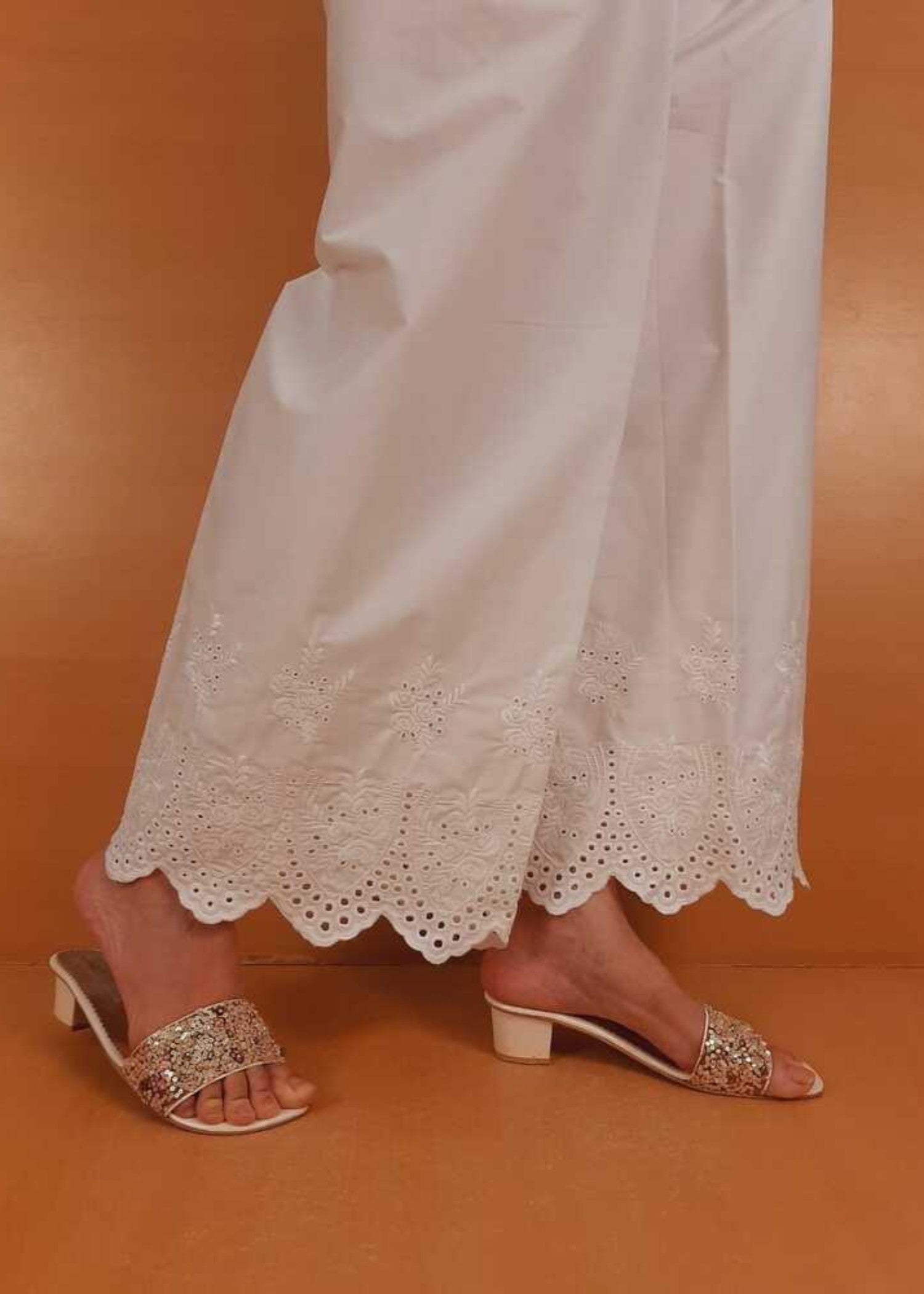 Zardi Embroided Strechable Palazo White ZT504 Women 1pcs