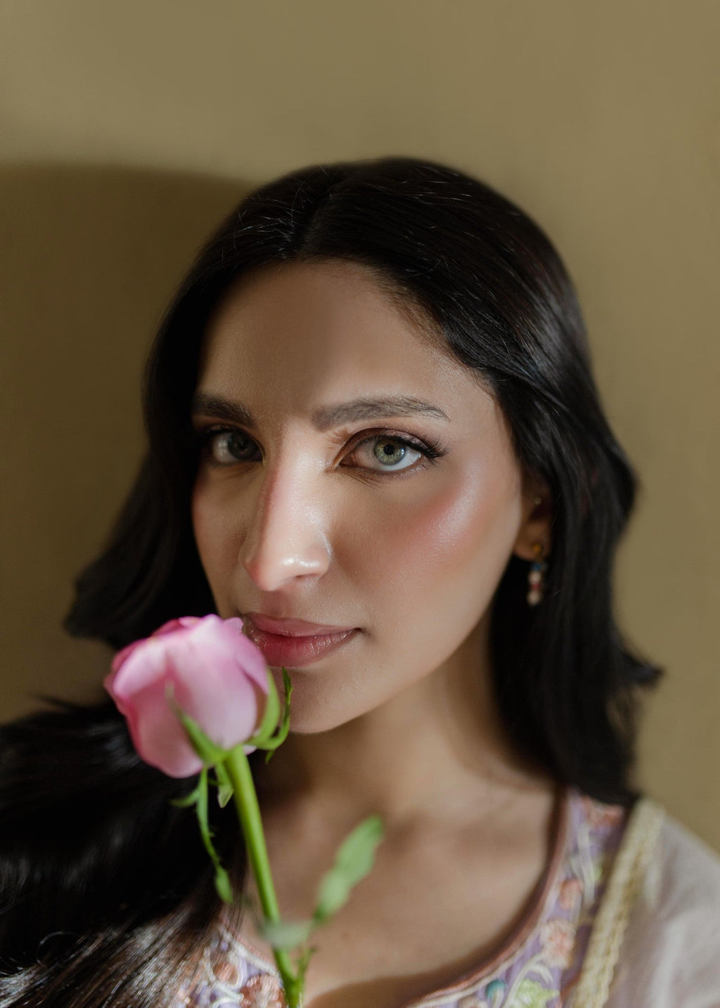 Azulie Lavender Embroidered Kurta by Women 1pcs