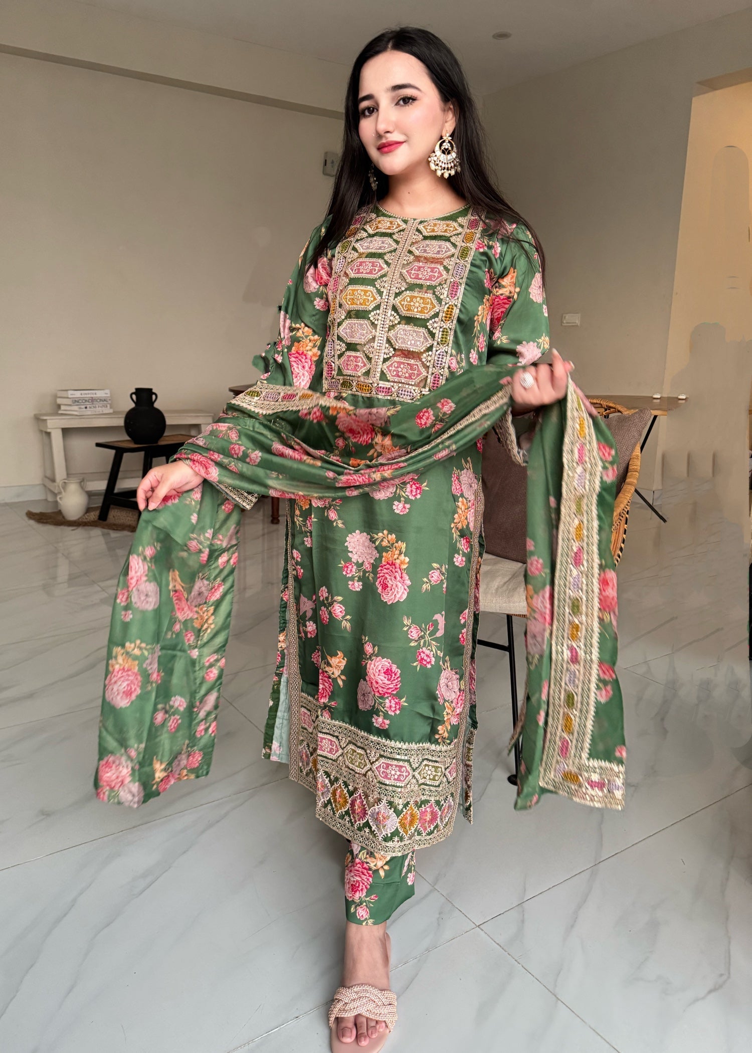 Suits By Sadia IMAAN SILK GREEN Women 3pcs