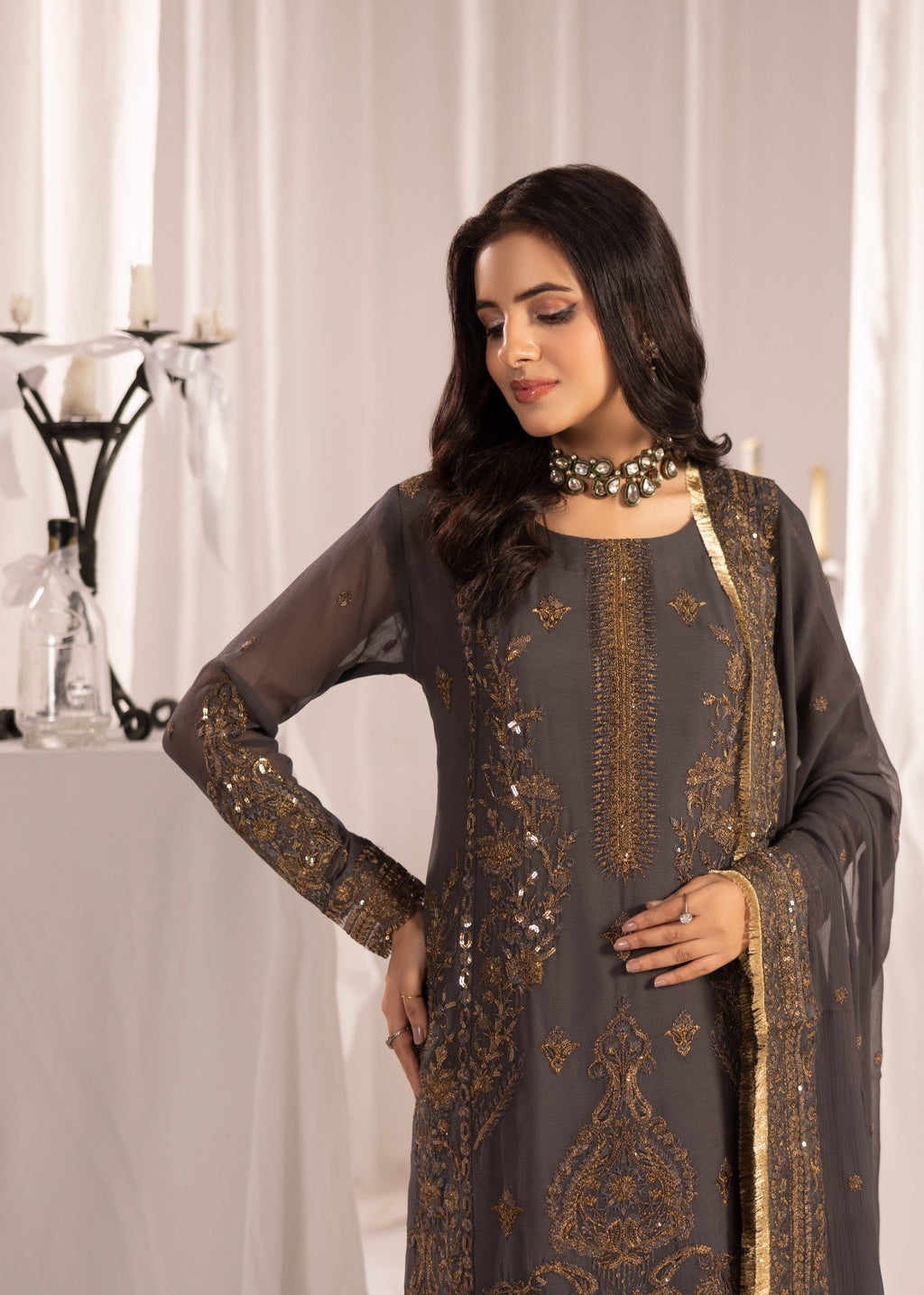 Alyssa GREY SUIT ALN15 Women 3pcs