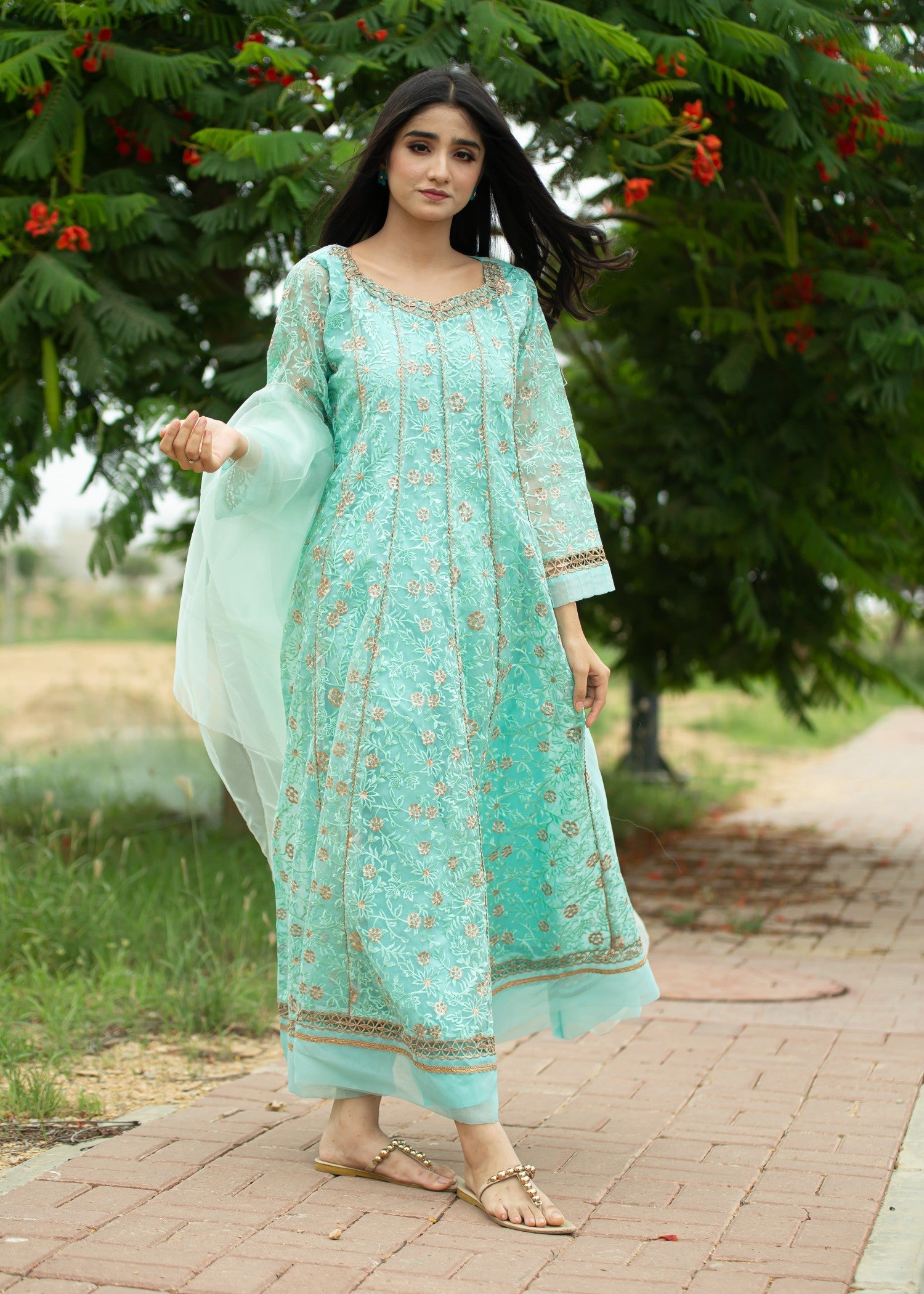 Hayati Collections _ Organza Embroidery _ Aqua Women 3pcs