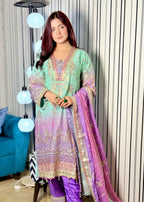 Suits By Sadia Green chunri chiffon Ayesh Women 3pcs