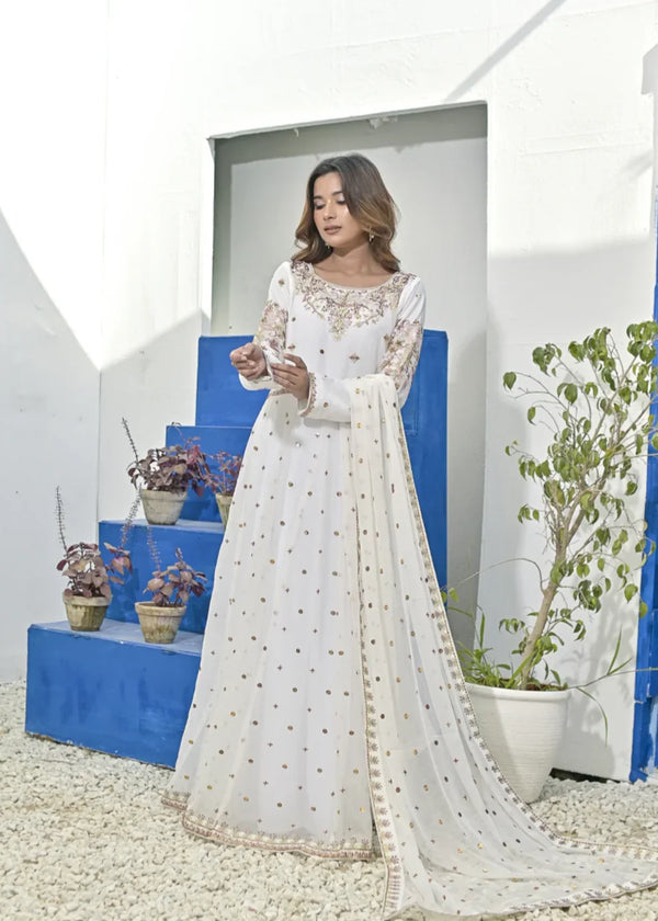 Qasim Anwer By Chandni Bridals NAZAKAT (WHITE) Women 3pcs