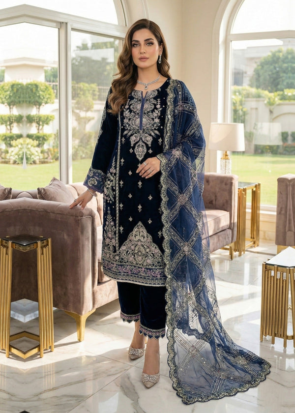 Diara Couture TEHSEEN V 01 NAVY BLUE Women 3pcs