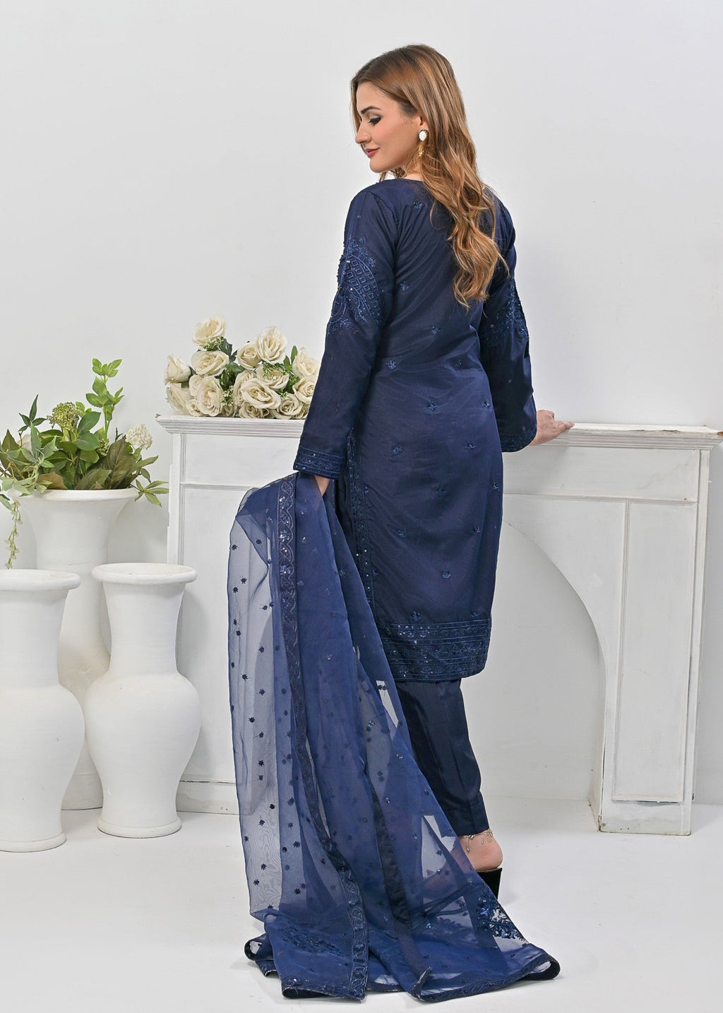 Qasim Anwer By Chandni Bridals ALIZEH (NAVY BLUE) Women 3pcs