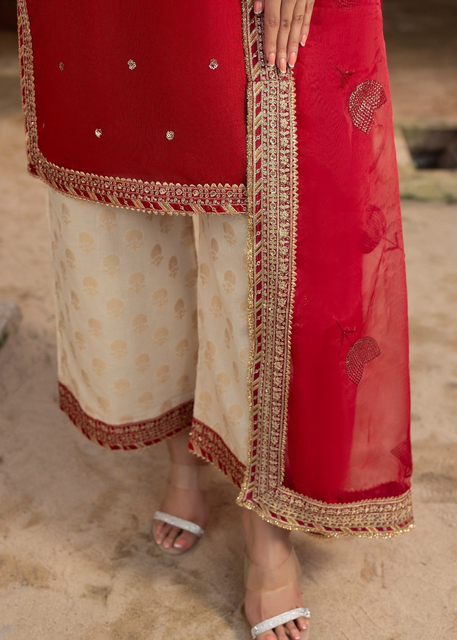 Diara Couture KANEEZ DF 46 RED Women 3pcs