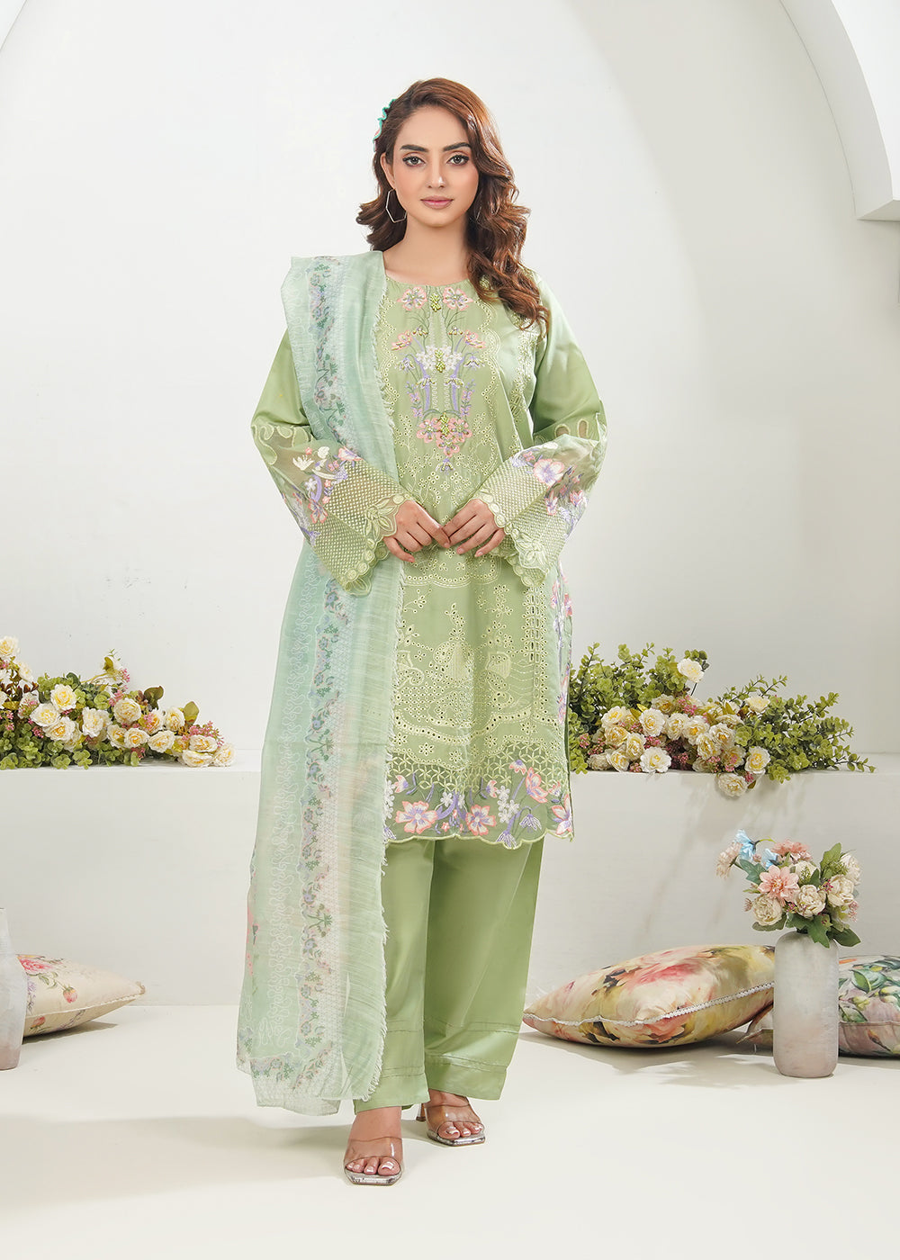 Elara Official Pistachio Green Women 3pcs
