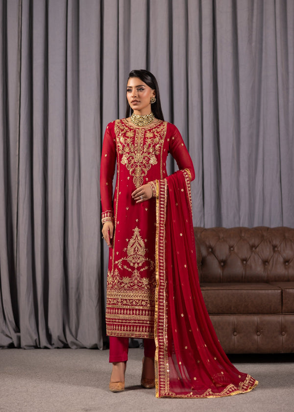 Alyssa HOT PINK RED SUIT ALN30 Women 3pcs