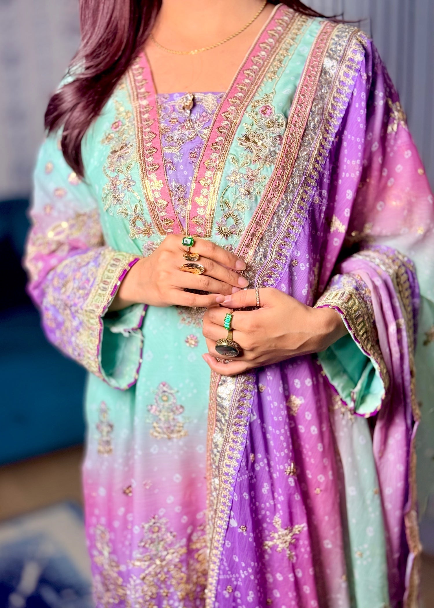 Suits By Sadia Green chunri chiffon Ayesh Women 3pcs