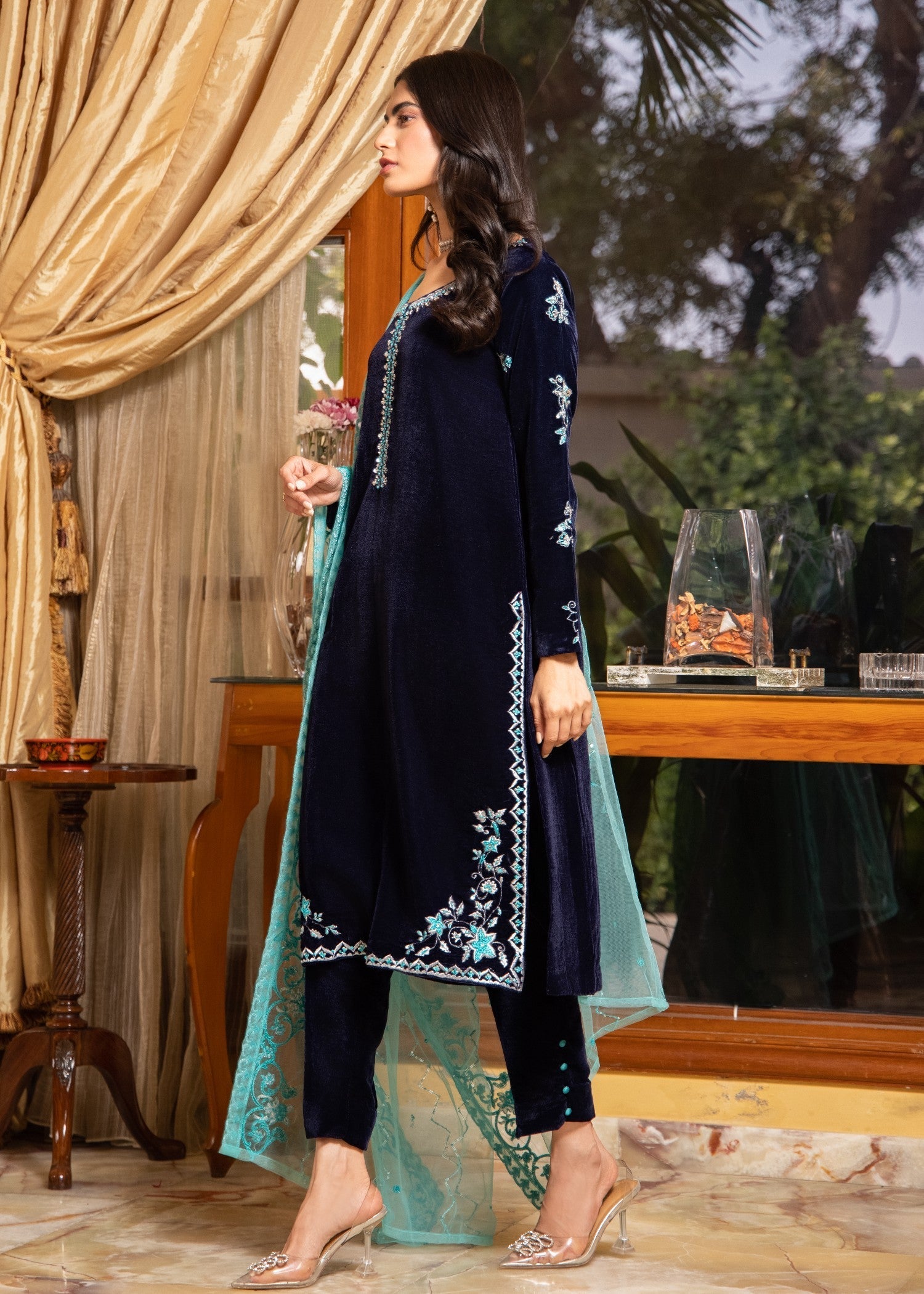 Oh Chintz Navy Velvet Set Women 3pcs