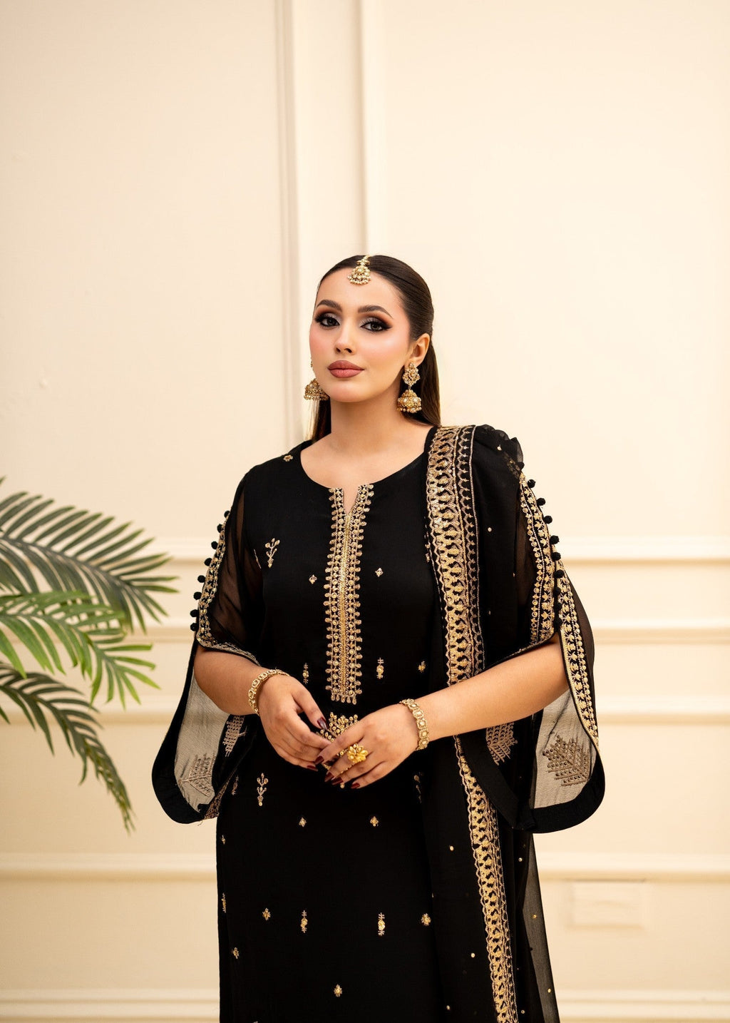 Alyssa Black Chiffon Suit ALL405 Women 3pcs