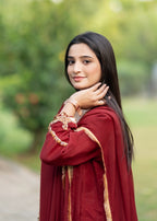 Suits By Sadia Maroon chiffon decent Women 3pcs