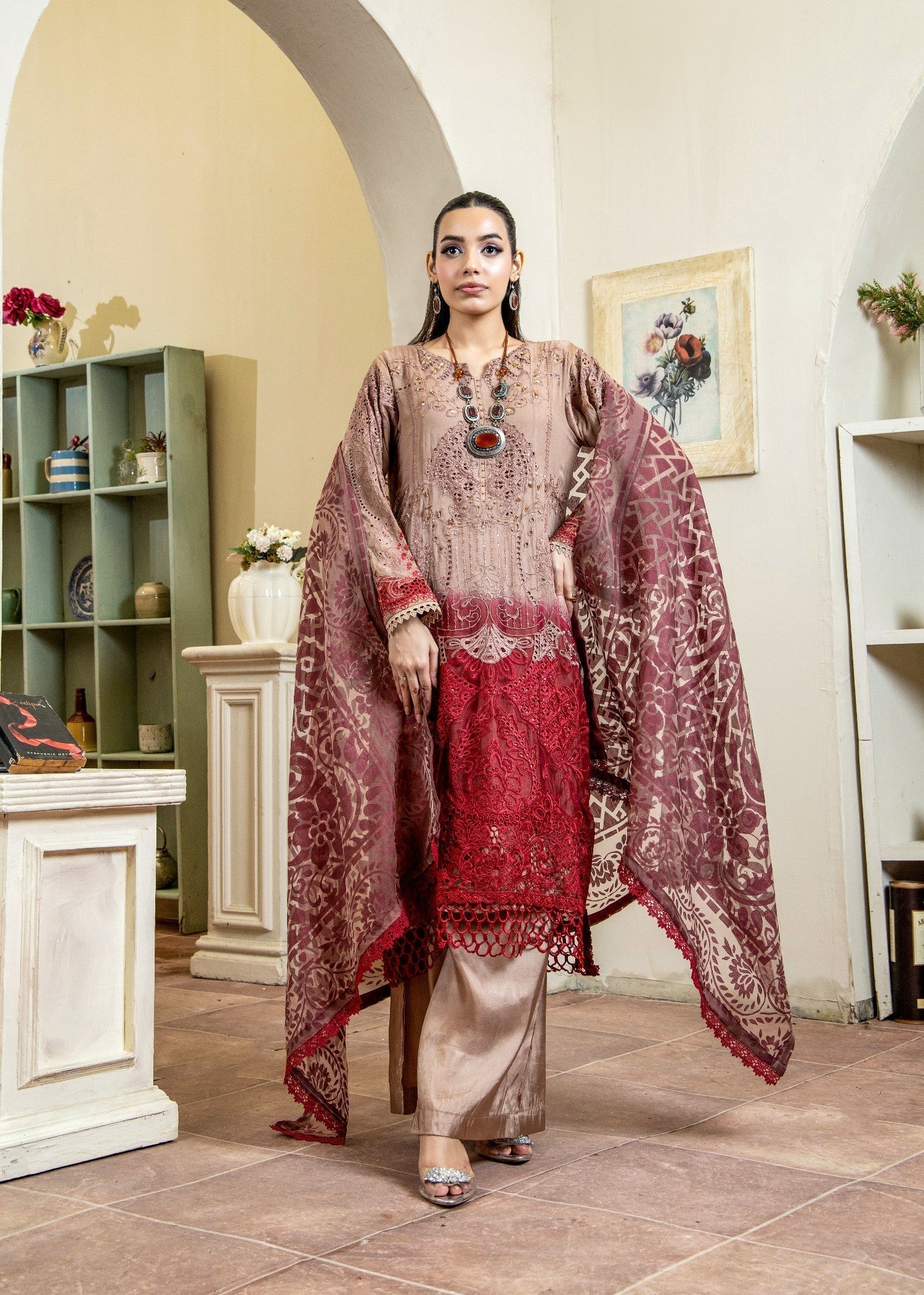 Pehnawa By Bin Akram’s Rustic Brown Pret | Chiffon Kurta Set Women 3pcs
