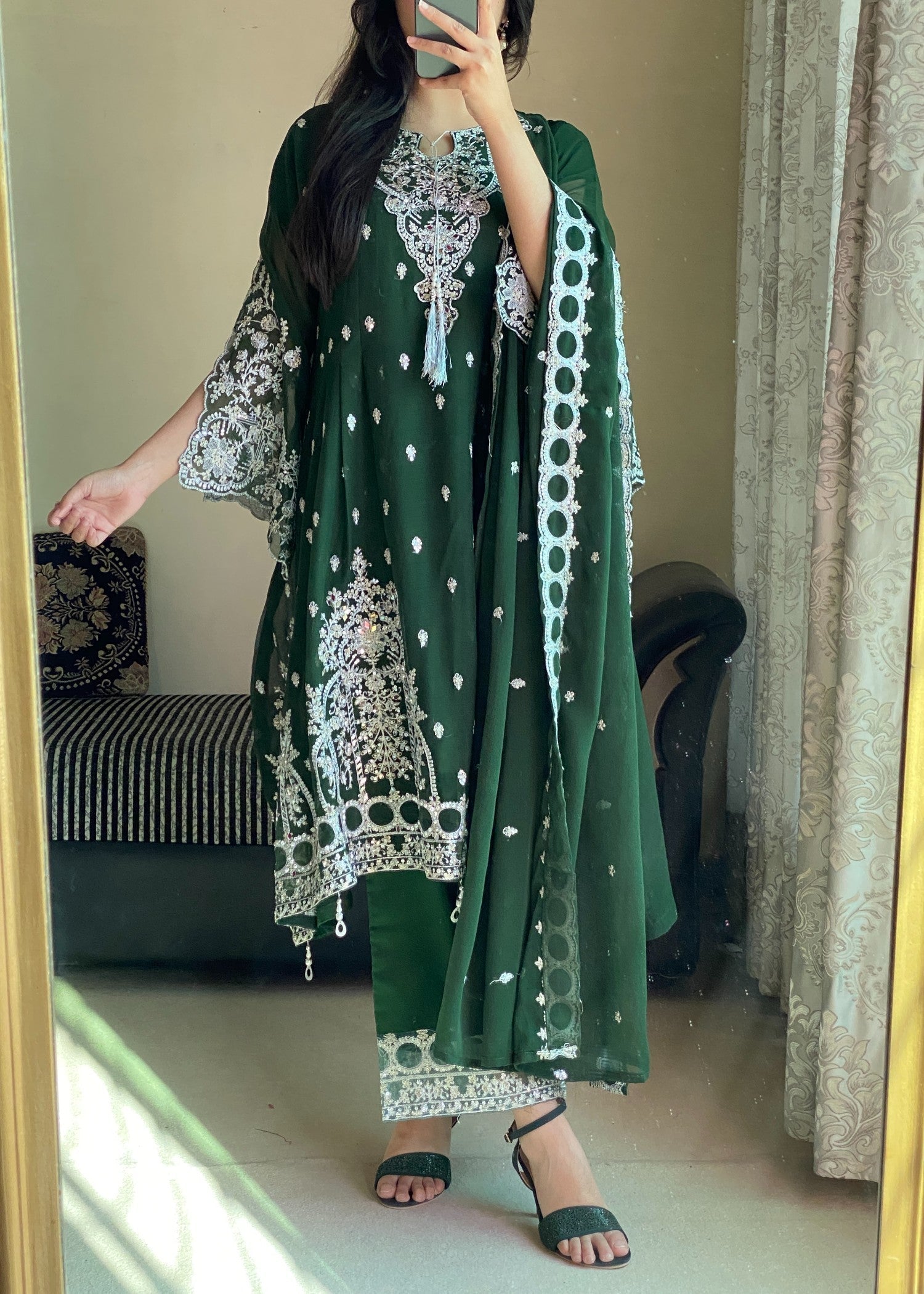 Four Season Boutique MEERA FROK BOTTLE GREEN Women 3pcs